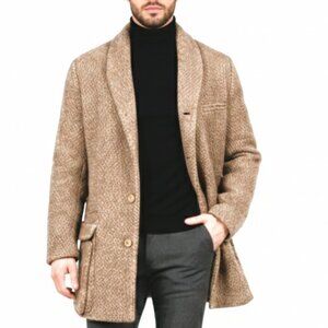 Vintage Rafael Knit Wool Overcoat with Shawl Collar  - Made in Italy size: 40